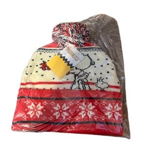 Peanuts Snoopy Knight Hat NEW Woodstock Red Pom Winter